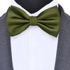 Branduce Olive Green Bow Tie for Men Adjustable Pre-tied Silk Blend Bowties for Wedding Business Party (BB09-28) view 2