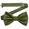 Branduce Olive Green Bow Tie for Men Adjustable Pre-tied Silk Blend Bowties for Wedding Business Party (BB09-28) view 3