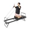 Pilates Reformer, Foldable Pilates Machine Equipment with 3 Adjustable Sliding Rope Heights & 2 Gears Spring Tension for Home Gym Workout Use, 260lbs Capacity (Black) view 2