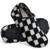 WateLves Women's & Men's Lightweight Cozy Faux Furry House Slippers - Rubber Sole Slip On Sock Shoes - Foldable Travel Slippers - Indoor & Outdoor (Black/White, 38/39) view 1