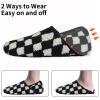 WateLves Women's & Men's Lightweight Cozy Faux Furry House Slippers - Rubber Sole Slip On Sock Shoes - Foldable Travel Slippers - Indoor & Outdoor (Black/White, 38/39) view 2
