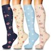 4 Pairs Compression Socks for Women Circulation-Best Mild Support for Flexible Fit Design, Gentle Pressure Feel, Practical Everyday Choice for Simple Comfort Needs Stylish Flower S-M view 1