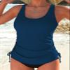 Aleumdr Womens Tankini Tops Swimwear Top Only Tummy Control Swimsuit Top Modest Drawstring Swim Tank Top Sail Blue Small view 2