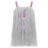 AFAVOM Toddler Girls Latin Dance Tassel Dress - 1920s Sleeveless Fringe Cami Salsa Dancewear Flapper Ballroom Cha Cha Rumba Dancing Kids Tango Samba Swing - Silver 2-3 Years view 4