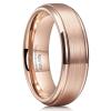 King Will Tungsten Carbide Ring 6mm Rose Gold Wedding Band For Women & Men Brushed Step Edge Polished Promise Ring Comfort Fit Size 9 view 1