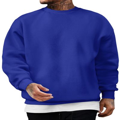 JMIERR Men's Casual Fleece Long Sleeves Crewneck Essential Sweatshirts Thick Cotton Pullover Sweatshirt for Men, US38(S), Dark Blue