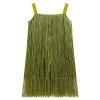 AFAVOM Toddler Girls Latin Dance Tassel Dress Sleeveless Fringe Cami Salsa Dress Dancewear Flapper Ballroom Dress Cha Cha Rumba Dancing Dress Kids Tango Samba Swing Dress Green 6-7 Years view 3