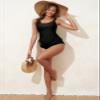 Aleumdr Womens Tankini Top Only Ruched Tummy Control Bathing Suit Top Modest Swim Tank Top No Bottom Black Small view 4