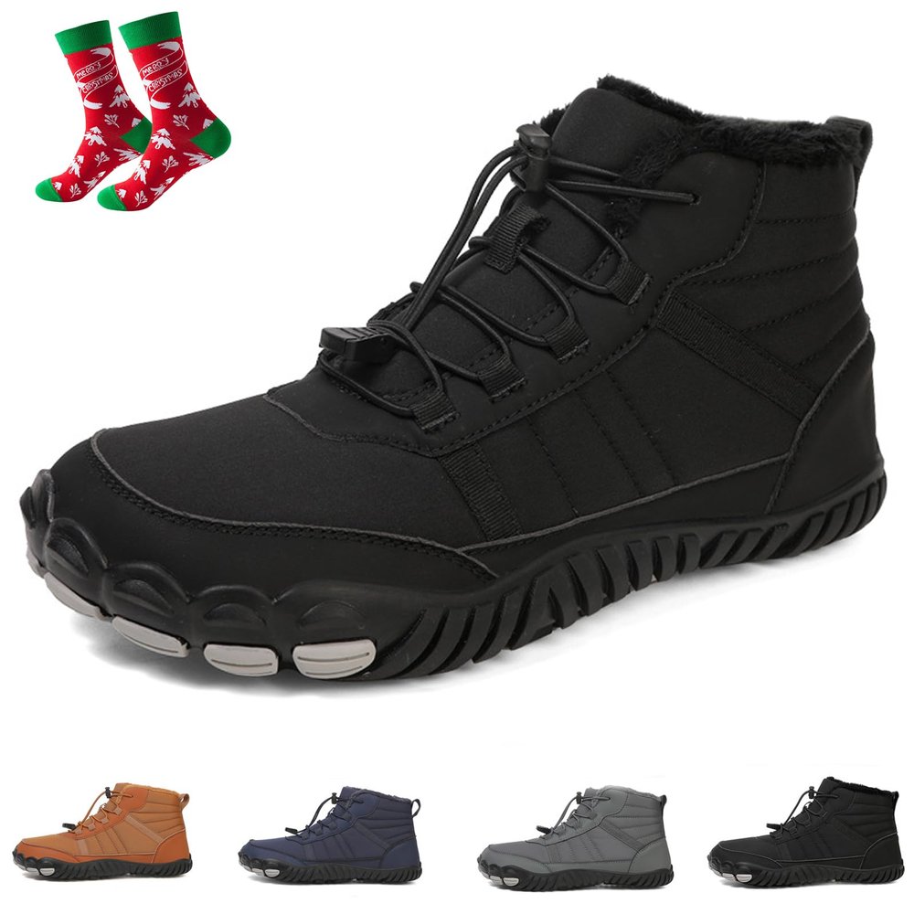 Giltpeak Barefoot Mens Wide Barefoot Mens Winter, Winter Wide Toe Barefoot Comfortable Shoes Boots, Barefoot Womens(8820 Black,7.5Women/5.5Men)