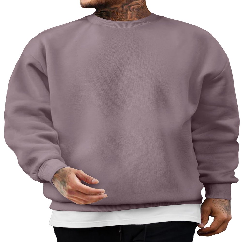 JMIERR Mens Shirts Cotton Midweight Pullover Sweatshirts Fleece Casual Fashion Long Sleeves Clothing Mens Winter Apparel, US40(M), Valerian