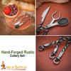 Lord of Battles Medieval Cutlery Set Functional Camp Gear Rustic Viking Cutlery Set | Pack of Medieval Knife, Fork, Spoon | Handforged Feating Set (Mild Steel) view 4