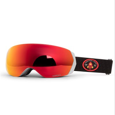 COPOZZ H2 Ski Goggles, Hyperbolic OTG Snow Goggles, Reduce Visual Distortion, Anti Fog UV Protection Interchangeable Lens, Snowboard Goggles for Adult Men Women Youth - Silver Frame Red Lens(vlt 23%)