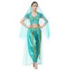 AFAVOM Women Belly Dance Costumes India Belly Dancer Outfit Crop Top with Pants Dress up Princess Halloween Performance Latin Dancing Coins Bra Top Pants and Headpiece with Scarf 3PCS Set Green L view 1