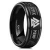 King Will Norse Runes Viking Ring For Men Black Tungsten Wedding Band 8mm Viking Brushed Step Edge Polished Promise Ring Comfort Fit Size 9.5 view 1
