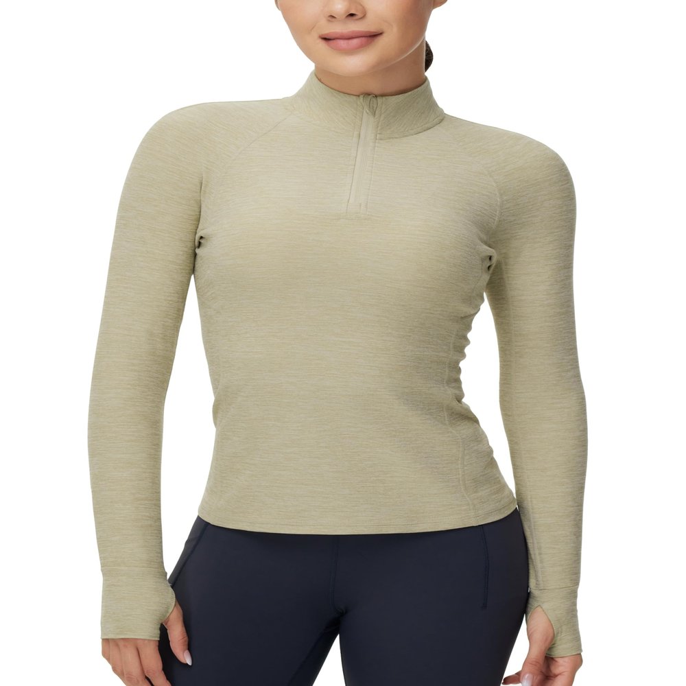 THE GYM PEOPLE Women's Half Zip Golf Workout Shirts Long Sleeve Soft Warm Yoga Athletic Pullover Sweatshirts with Thumb Hole
