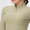 THE GYM PEOPLE Women's Half Zip Golf Workout Shirts Long Sleeve Soft Warm Yoga Athletic Pullover Sweatshirts with Thumb Hole view 3