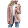 Jielayou Women Sherpa Jacket Button Down Lapel Fuzzy Fleece Jacket Long Sleeve Comfy Plush Teddy Bear Jacket Trendy Winter Coats Shaggy Warm Outerwear with Pockets Soft Faux Fur Coat Oversized Jacket view 2