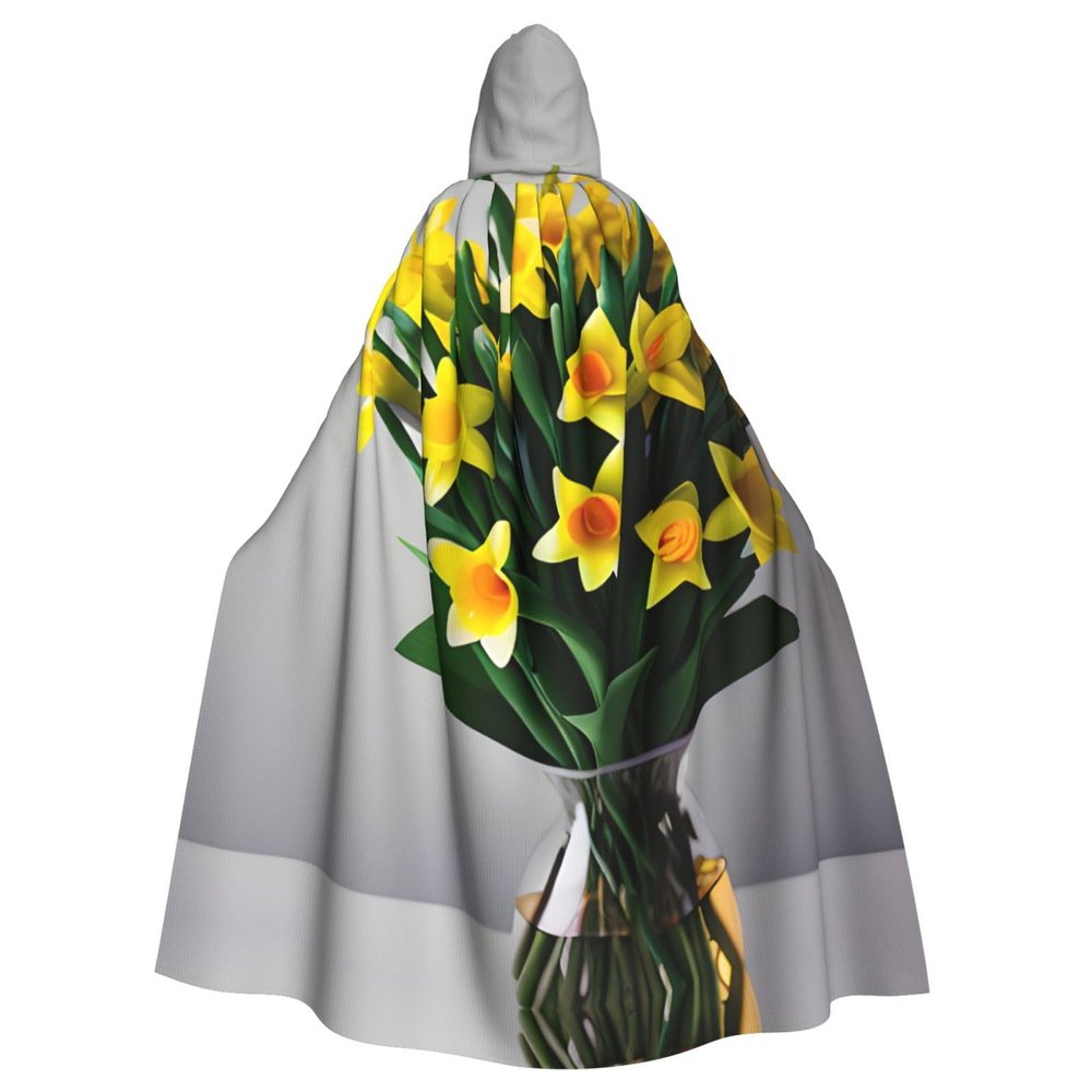 QASNLU Bouquet of Daffodils print Halloween hooded cape decoration cape costumes for witches, Mardi Gras, Christmas