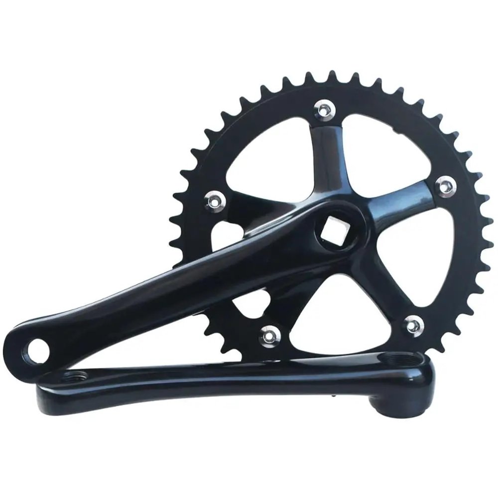 HDNSAUD Bicycle Crank Bike Crank Arm 165mm 170 130BCD Single Speed 42T 44T Aluminum Square Taper Hole Fixed Gear Bicycle Crankset Chain Ring Road Bike crankset(44T Black crankset)