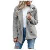 Jielayou Women Sherpa Jacket Button Down Lapel Fuzzy Fleece Jacket Long Sleeve Comfy Plush Teddy Bear Jacket Trendy Winter Coats Shaggy Warm Outerwear with Pockets Soft Faux Fur Coat Oversized Jacket view 2