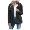 Jielayou Women's Black Large Relaxed Fit Faux Fur Sherpa Fleece Oversized Coat with Pockets view 2