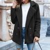 Jielayou Women's Black Large Relaxed Fit Faux Fur Sherpa Fleece Oversized Coat with Pockets view 3