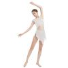 AFAVOM Women's Lyrical Dance Mesh Dress Adult Cutout Modern Contemporary Dance Costumes Elegant Ballet Leotards Flowy Skirt with Shorts Dancewear Asymmetric Chiffon Dress White XL view 1