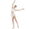 AFAVOM Women's Lyrical Dance Mesh Dress Adult Cutout Modern Contemporary Dance Costumes Elegant Ballet Leotards Flowy Skirt with Shorts Dancewear Asymmetric Chiffon Dress White XL view 2