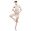 AFAVOM Women's Lyrical Dance Mesh Dress Adult Cutout Modern Contemporary Dance Costumes Elegant Ballet Leotards Flowy Skirt with Shorts Dancewear Asymmetric Chiffon Dress White XL view 4