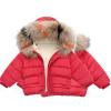 Baby Boy Girl Winter Coat Thick Warm Fleece Lined Hooded Puffer Jacket Fur Collar Down Outerwear (Red, 18-24 Months) view 2