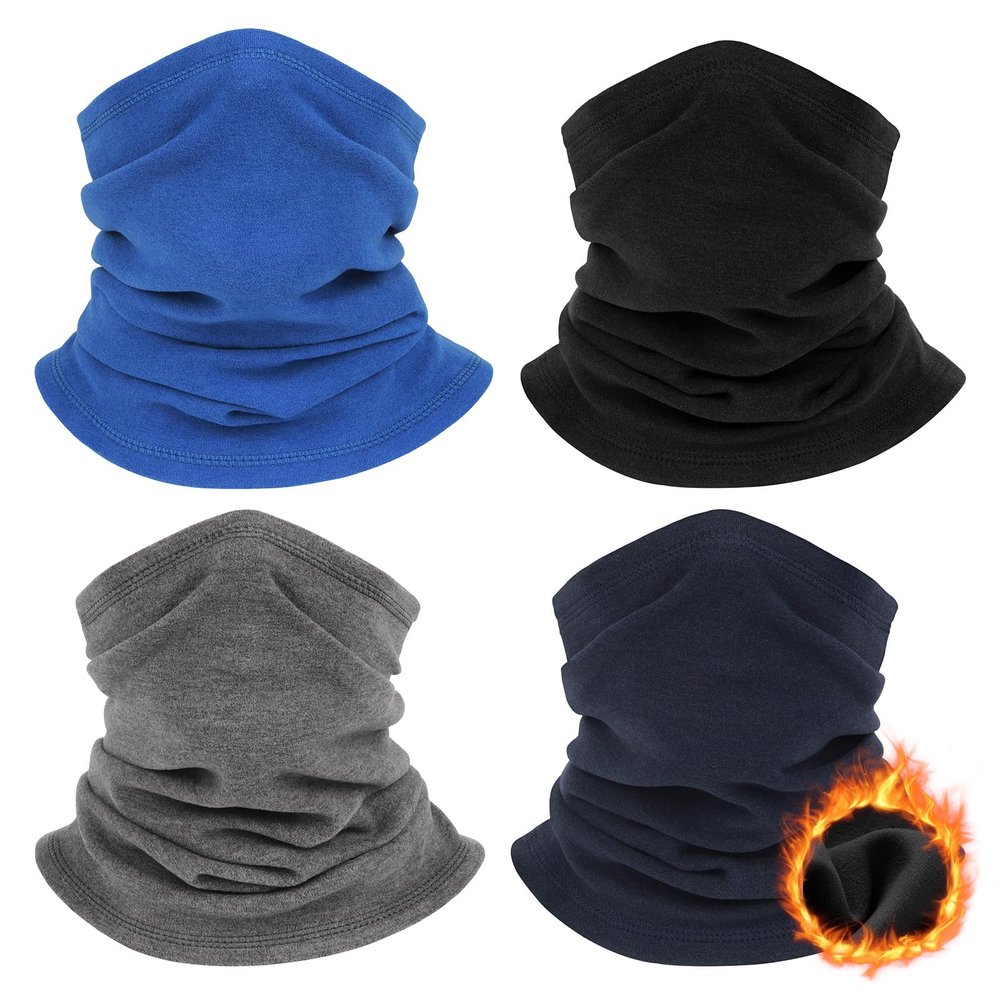 Finvizo Winter Neck Warmer for Men Women: 4 Pack Neck Gaiter Face Ski Mask Windproof Face Cover Fleece Balaclava Scarf for Cold Weather Outdoor Sports