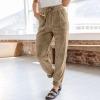 Corduroy Pants for Women Trendy Drawstring Elastic High Waist Straight Leg Loose Comfy Fit Lounge Wide Leg Sweatpants Womens Work Casual Fall Fashion 2024 Teacher view 2