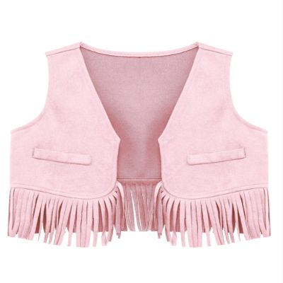 Jelory Baby Boy Western Cowboy Vest Sleeveless Tassels Open Front Cowgirl Waistcoat Tank Top for Halloween Party Pink 6-12 Months