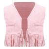 Jelory Baby Boy Western Cowboy Vest Sleeveless Tassels Open Front Cowgirl Waistcoat Tank Top for Halloween Party Pink 6-12 Months view 3