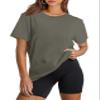 OFEEFAN Summer Tops for Women 2026 Trendy Yoga Crew Neck Tops Woman Loose Fit Workout Shirts Women Olive Green M view 1