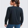 CRZ YOGA Womens Long Sleeve Tops High Crew Neck Casual Fall Shirts Basic Quick Dry Workout Athletic T-Shirt True Navy Large view 2