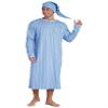 Rswnyirn Men's Striped Loose Sleepwear Long Sleeve Nightshirt Night Pajama Set with Sleeping Cap Dusty Blue Medium view 4