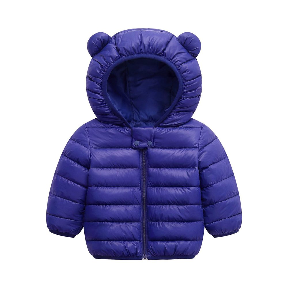 Toddler Baby Boys Girls Winter Coat Solid Coat Cute Bear Ears Hooded Puffer Jacket Lightweihgt (Dark Blue, 3-4 Years)