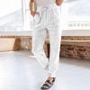 Corduroy Pants for Women - Trendy Drawstring Elastic High Waist Straight Leg Loose Comfy Lounge Sweatpants, Wide Leg Casual & Work Pants for Fall 2024 Fashion view 2