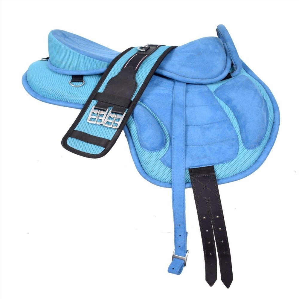 BNB International All Purpose Synthetic Treeless Freemax Synthetic Suede English Horse Saddles Tack Free Matching Girth Leather Straps Size: 10"-18" inches Seat Available FP0128 (14.5)