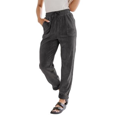 Corduroy Pants for Women - Trendy Drawstring High Waist Straight Leg Pants - Loose Comfy Lounge Sweatpants for Casual and Teacher Styles
