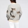 Women Oversized Knit Sweater Tiger Print Long Sleeve Pullover Tops Aesthetic Clothes Streetwear Knitwear (Gray, M) view 3