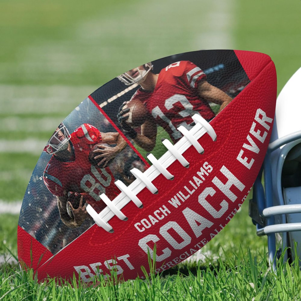 Jaydouble Custom Footballs Gift for Coach Personalized Photo Football Outdoor Footballs Dad Birthday Gift Customized Football with Name Birthday Gifts for Dad Coach Gifts for Christmas