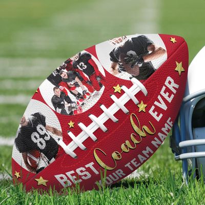 Jaydouble Custom Footballs Gift for Coach Personalized Photo Football Outdoor Footballs Dad Birthday Gift Customized Football with Name Gifts for Christmas Birthday Gifts for Dad Coach