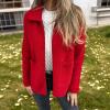 Women's Knitted Jacket with Zipper and Pockets,Womens Fuzzy Winter Coat,Full Zip Plush Cardigan Coats (Red,L) view 2