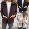 Women's Knitted Jacket with Zipper and Pockets,Womens Fuzzy Winter Coat,Full Zip Plush Cardigan Coats (Red,L) view 3