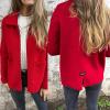 Women's Knitted Jacket with Zipper and Pockets,Womens Fuzzy Winter Coat,Full Zip Plush Cardigan Coats (Red,L) view 4