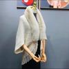Shawl, Knitting Thick Women's Loose Shawl with Fur Collar, Soft Warm Knitted Shawls & Wraps (Brown) view 3