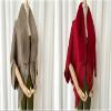 Shawl, Knitting Thick Women's Loose Shawl with Fur Collar, Soft Warm Knitted Shawls & Wraps (Brown) view 4