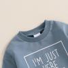 Baby Boy Fall Clothes Set Long Sleeve Letter Print Sweatshirt Pants Toddler Infant Outfits 6 12 18 24 Months 2T (Snacks Blue, 12-18 Months) view 4